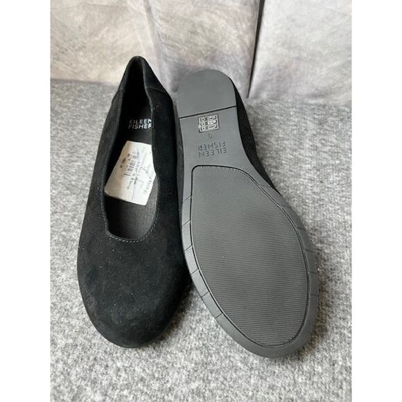 Eileen Fisher Una 2 Hidden Wedge Round Toe Ballet Flats Black Women's US 5 - Picture 5 of 8